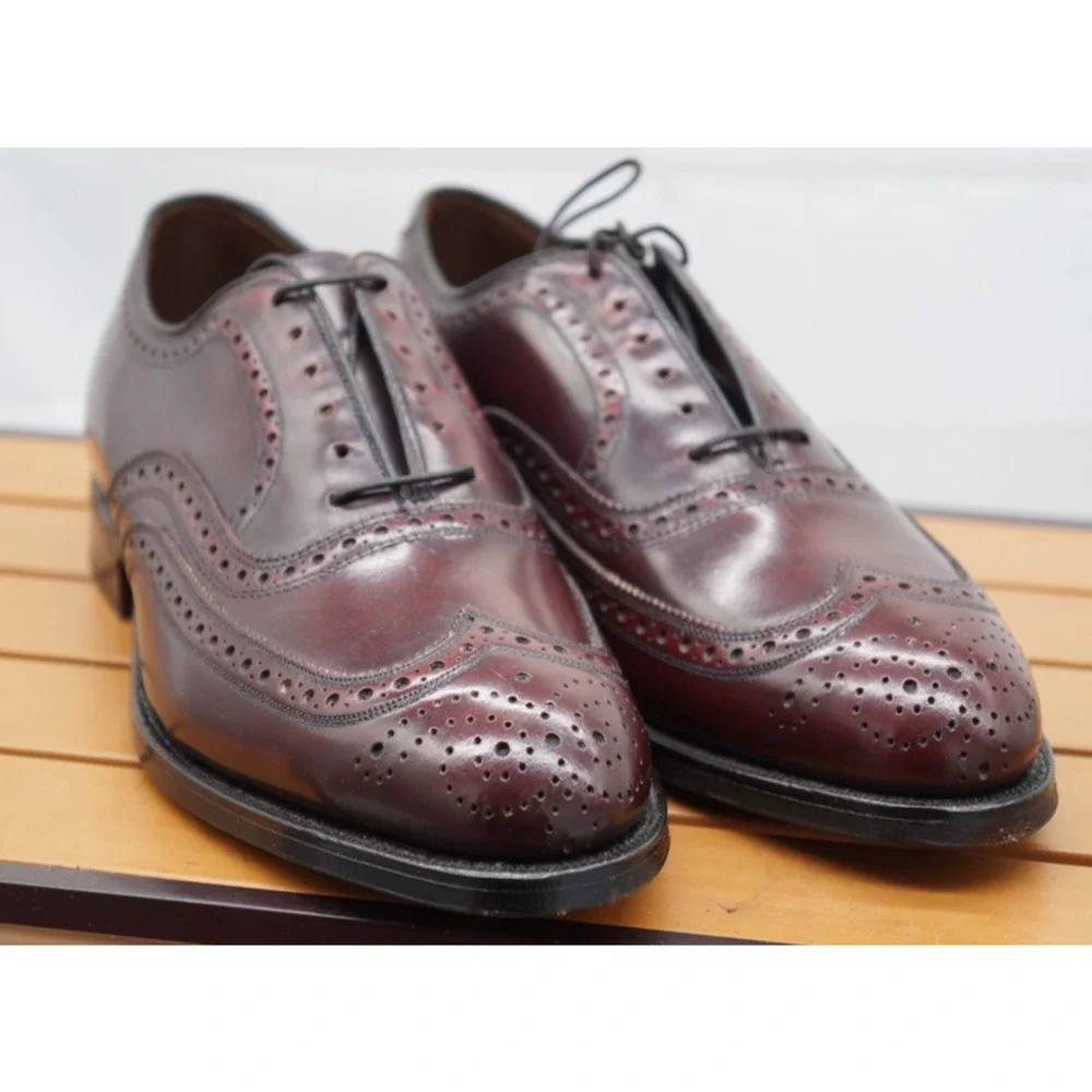 NEW Vtg. Johnston & Murphy Aristocraft Burgundy Oxford Wingtip Sz 8 E/C